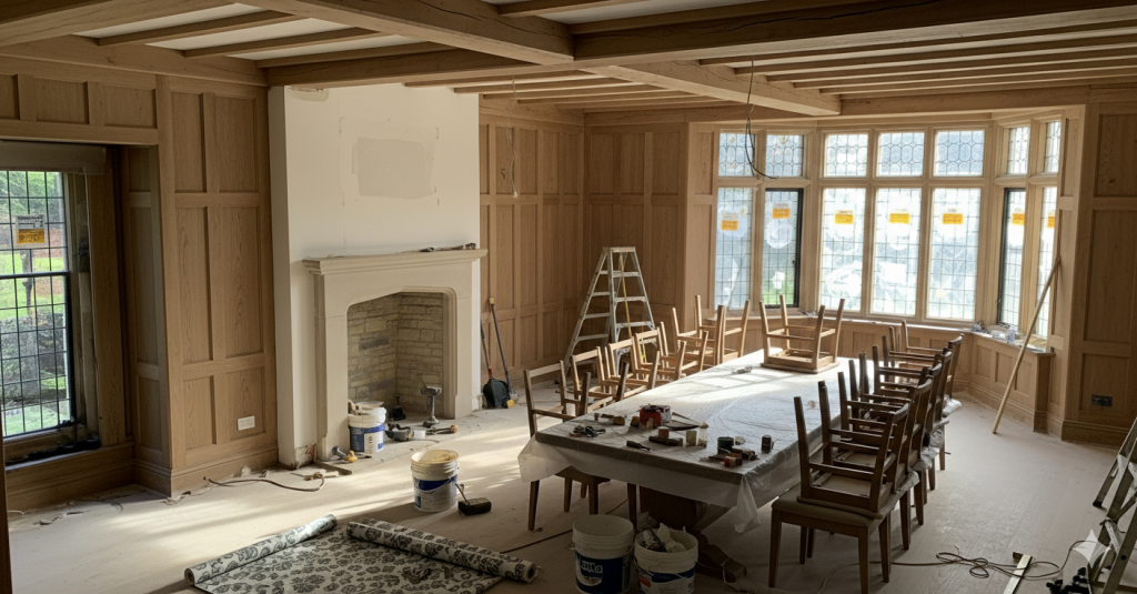 budowa jadalni w angielskim stylu